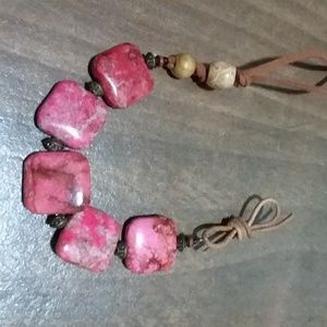 Amazing Artisan stone bracelet with leather ties!